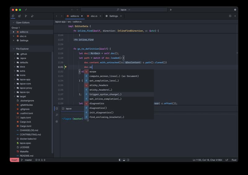 Lapce—开源代码编辑器插图
