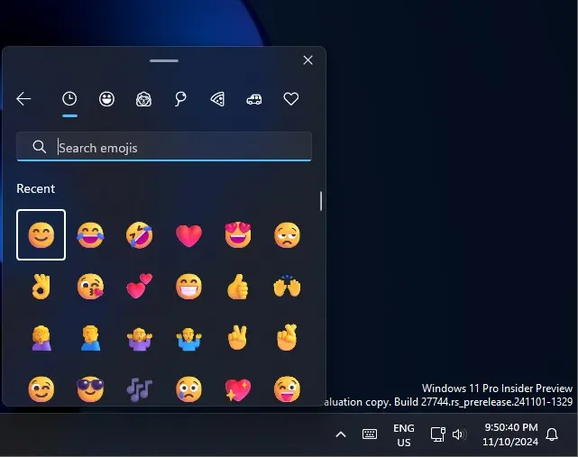 Windows 11任务栏的新变化：新增Emoji按钮和其他功能插图1