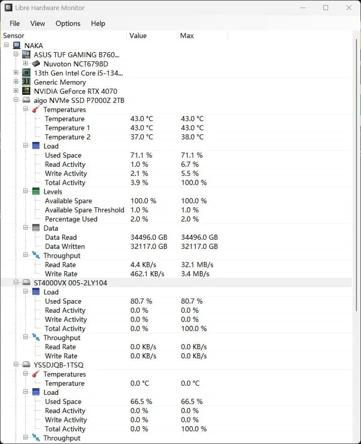 LibreHardwareMonitor—功能强大的开源硬件监控工具插图