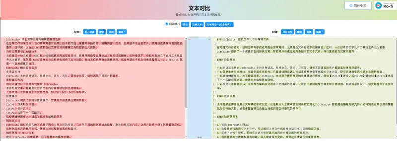 Diffsuite—在线文本对比工具，轻松对比 & 合并两个文本文件的差异插图