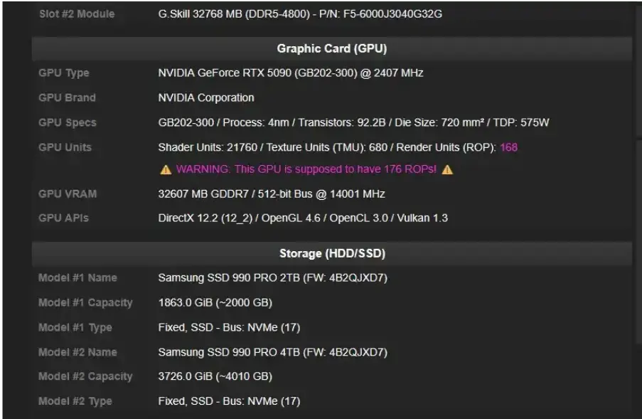 CPU-Z 新增功能：检测 RTX 50 系列显卡中缺失的 ROP 并发出警告插图