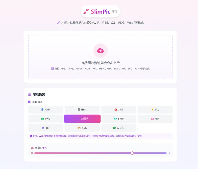 SlimPic 瘦图—在线图片压缩与格式转换工具插图